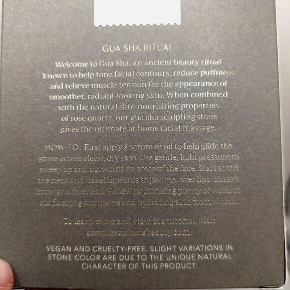 Rose Quartz Gua Sha Sculpting Stone With Textured Gray Pouch By Complex Culture - Picture 4 of 4